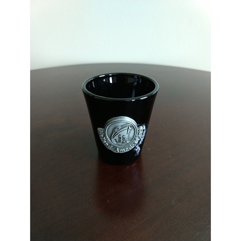 Vintage Holland America Line Ceramic Shot Glass Black Collectible Barware